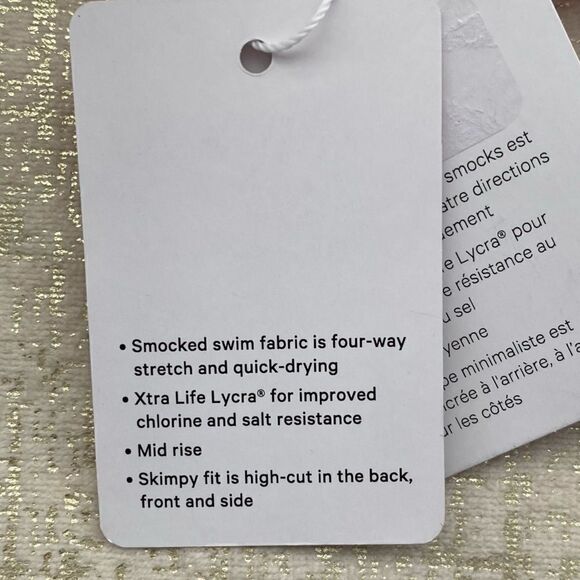 Lululemon Pink/Orange Smocked Mid-Rise Skimpy-Fit Swim Bikini Bottom Size 8. NWT - Picture 9 of 12